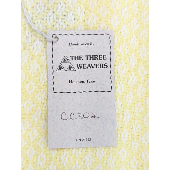 NEW Three Weavers Vtg Baby Blanket Cotton Handwoven Yellow 52x37 Cottage Prairie - Picture 6 of 7